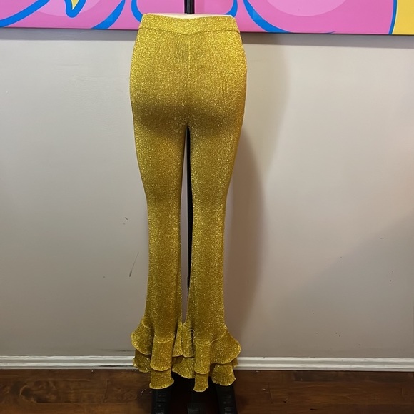 Moschino Couture Yellow Gold Knit Ruffle Hem Pants Clown Collection - Picture 6 of 11